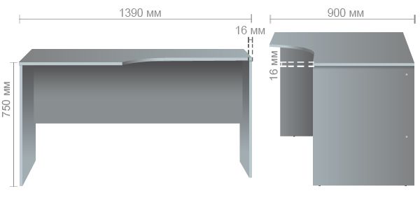 Характеристики Стол угловой ОМ-122L (1400х900х750мм) бук
