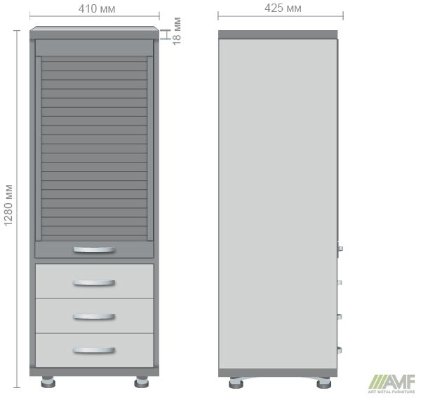 Характеристики Шкаф М36 АртМобил ( 410х425х1280мм) клен/кромка серый металлик