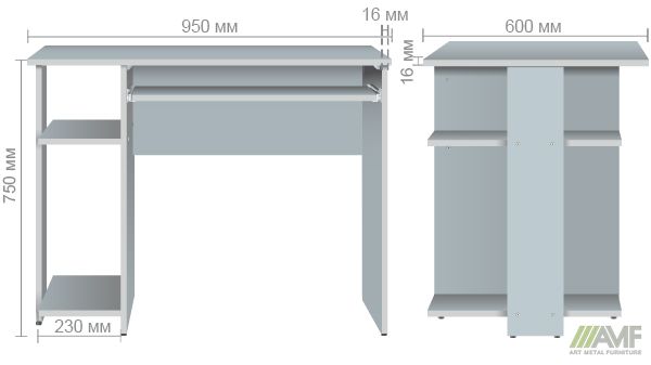 Характеристики Стол компьютерный Eko EK-104 (950x600x750) Дуб сонома