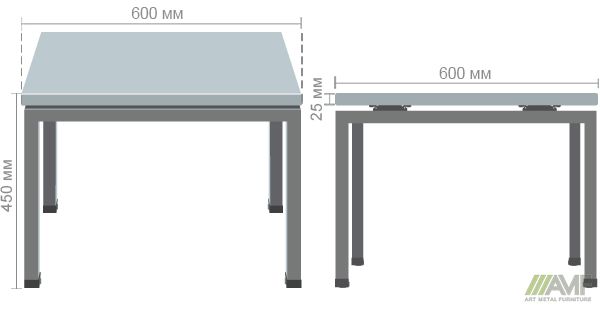 Характеристики Стол журнальный SIG-300 (600х600х450мм) Черный графит/Вяз Либерти