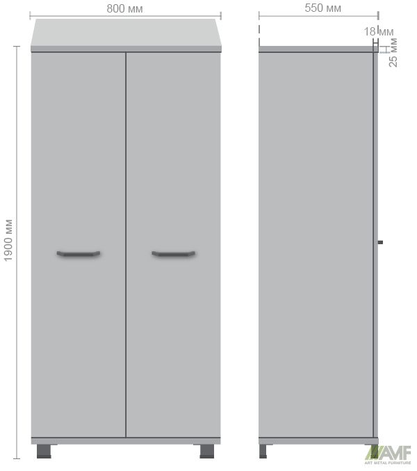 Характеристики Шкаф гардероб SIG-902 (800х550х1900мм) Опора черный графит. Вяз Либерти Дымчатый
