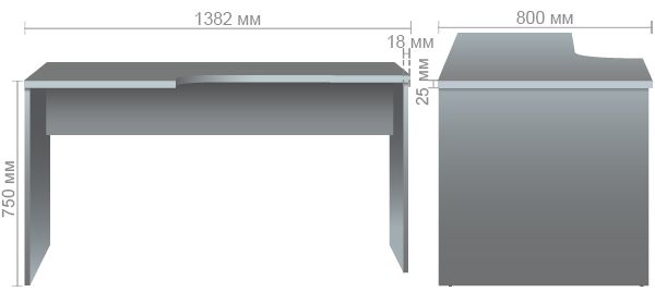 Характеристики Стол письменный МГ-20L (1382х800х750мм) орех темный