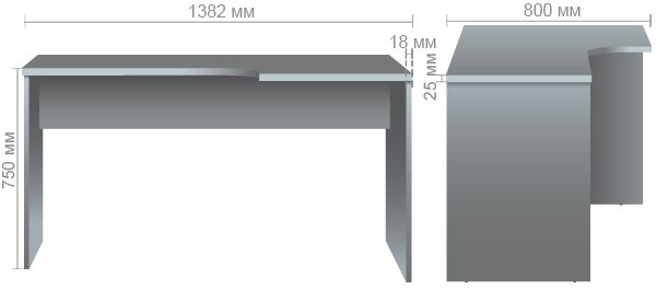 Характеристики Стіл письмовий МГ-20R (1382х800х750мм) горіх темний