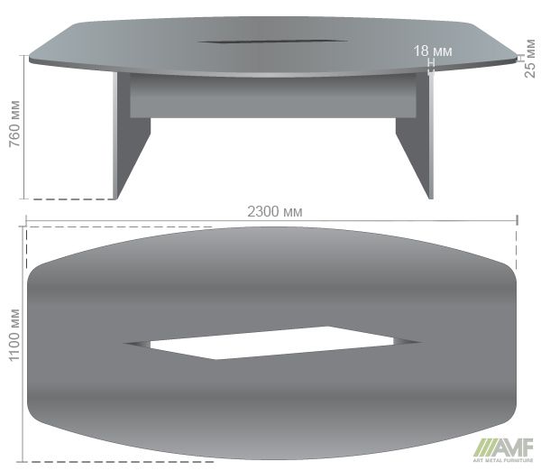 Характеристики Стол конференционный МГ-251 (2300х1100х760мм) орех темный
