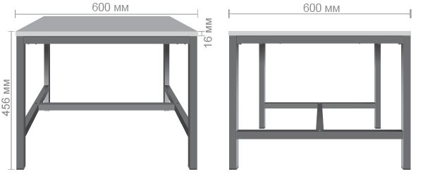 Характеристики Стол журнальный Triton (600х600х456) Дуб Сонома/Черный графит