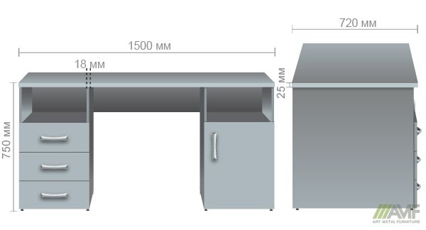 Характеристики Стіл тумбовий МГ-530L (1500х720х750мм) горіх темний