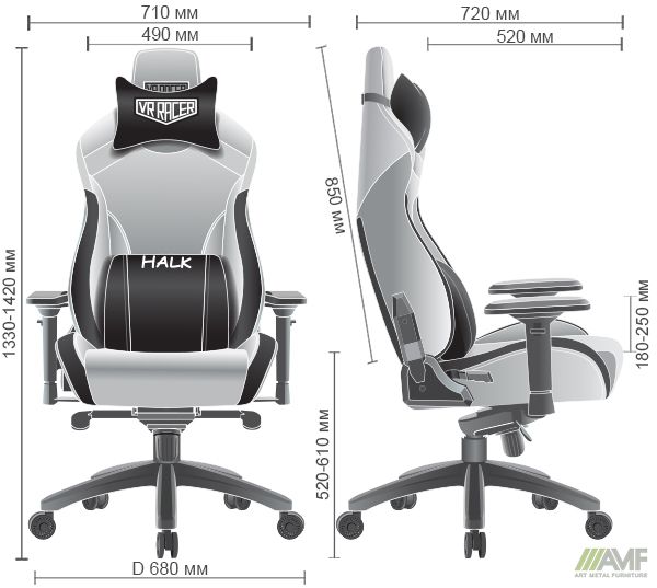 Характеристики Крісло геймерське VR Racer Textile Halk чорний