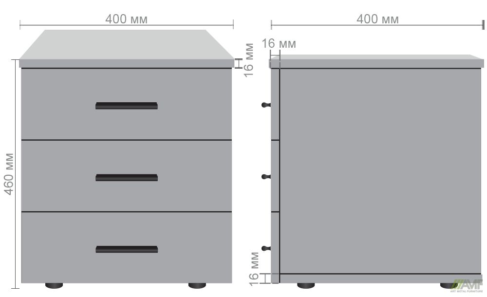 Характеристики Тумба Asti AS400 (400х400х460Н) Антрацит
