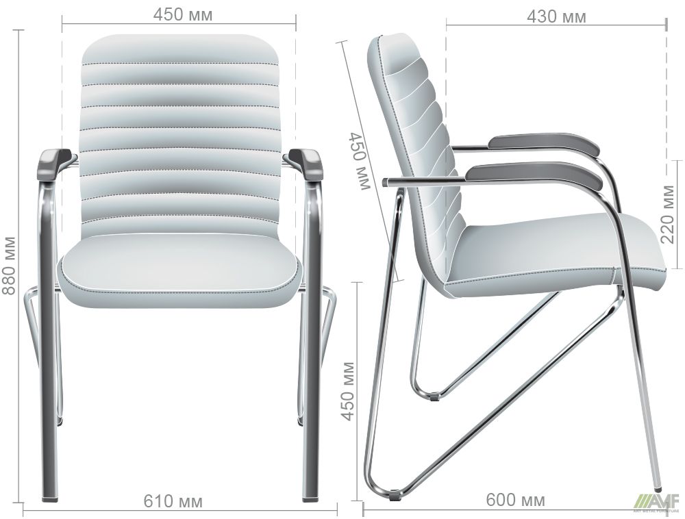 Характеристики Стілець Rumba хром орех Шкірзам сірий