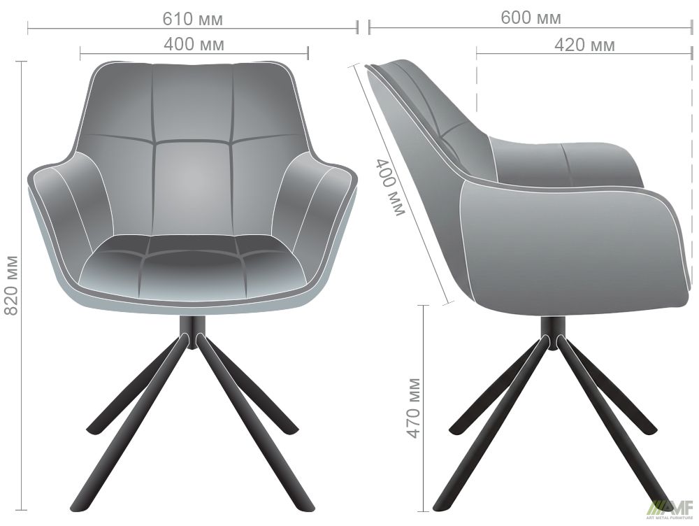 Характеристики Крісло поворотне Jasmin вельвет шоколад