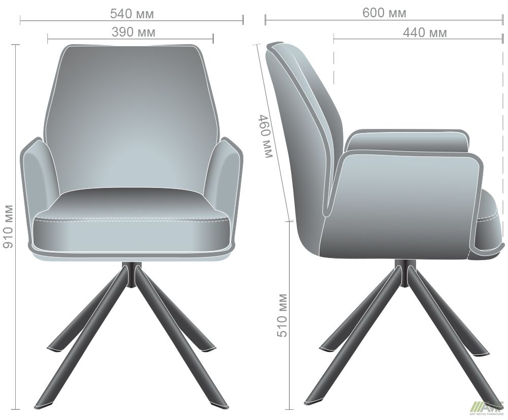 Характеристики Крісло поворотне Leonor вельвет світло-сірий