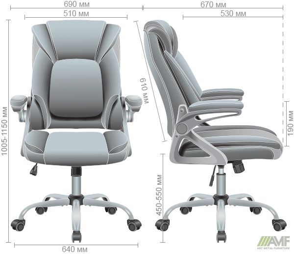 Характеристики Крісло керівника West тканина сіра