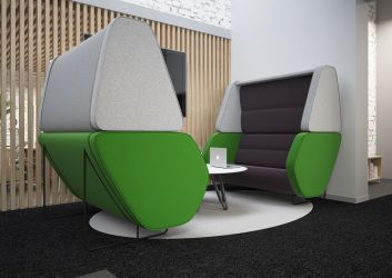 Кресло Shell Фетр зеленый/Фетр светло-серый/Нео Dk.Grey, черный графит - интерьер - фото 5