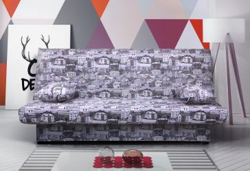 Диван-кровать Ньюс механизм "клик-кляк" City gray с двумя подушками - интерьер - фото 2