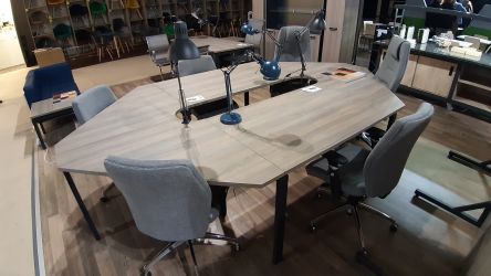 Столешница стола составного с укороченными перемычками SIG-383 (1587х800х25мм) Черный гр/Вяз Либерти - интерьер - фото 17