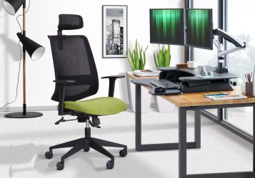 Кресло Carbon HB черный/зеленый - интерьер - фото 1