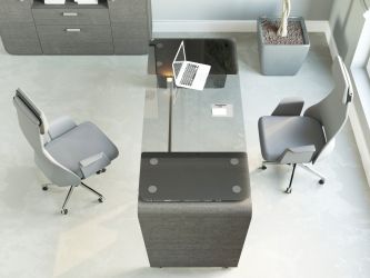 Стол приставной AT-105 (1330х800х770) Венге серый/черный графит - интерьер - фото 3