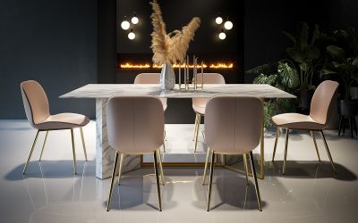Стол обеденный Amanda gold/glass Bianco Carrara - интерьер - фото 1