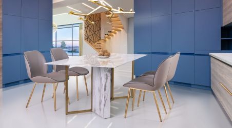 Стол обеденный Amanda gold/glass Bianco Carrara - интерьер - фото 4