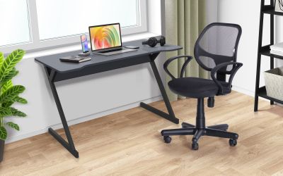 Стіл комп'ютерний Dexter DX1200 (1200х600х750Н) чорний графіт/Сірий Шифер - интерьер - фото 3