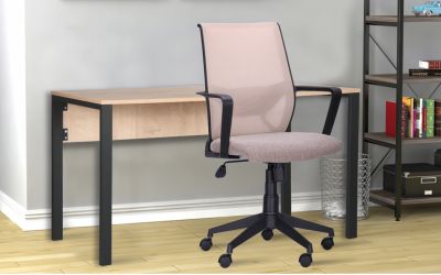 Стол компьютерный Pluto Top SH (1380х600х750) Дуб Эндгрейн/Черный графит - интерьер - фото 8