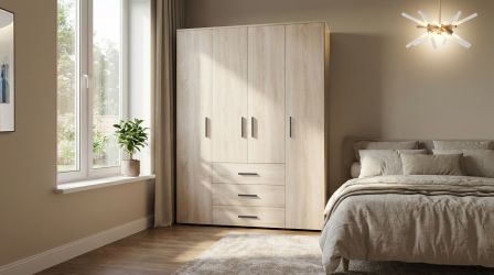 Шафа гардеробна City 3-х дверна 3 шухляди права (1120х500х1930Н) Дуб Сонома - интерьер - фото 6