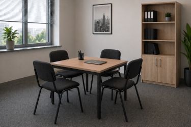 Стол Турин разборной (1187х600х750H) черный графит/Дуб Сонома - интерьер - фото 13